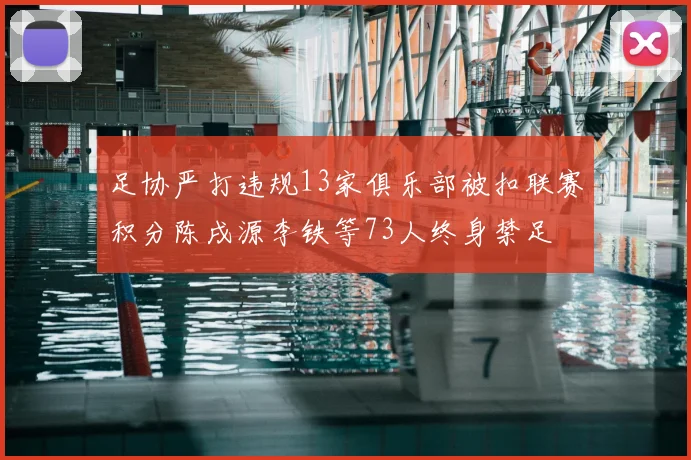 足协严打违规13家俱乐部被扣联赛积分陈戌源李铁等73人终身禁足